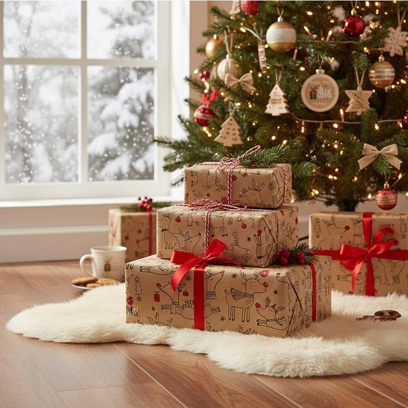 43cm X 300cm 1 Roll Christma Gift Wrapping Paper Roll Large Rolls Packaging Craft Paper for DIY Gifts Handmade Gift Wrapping
