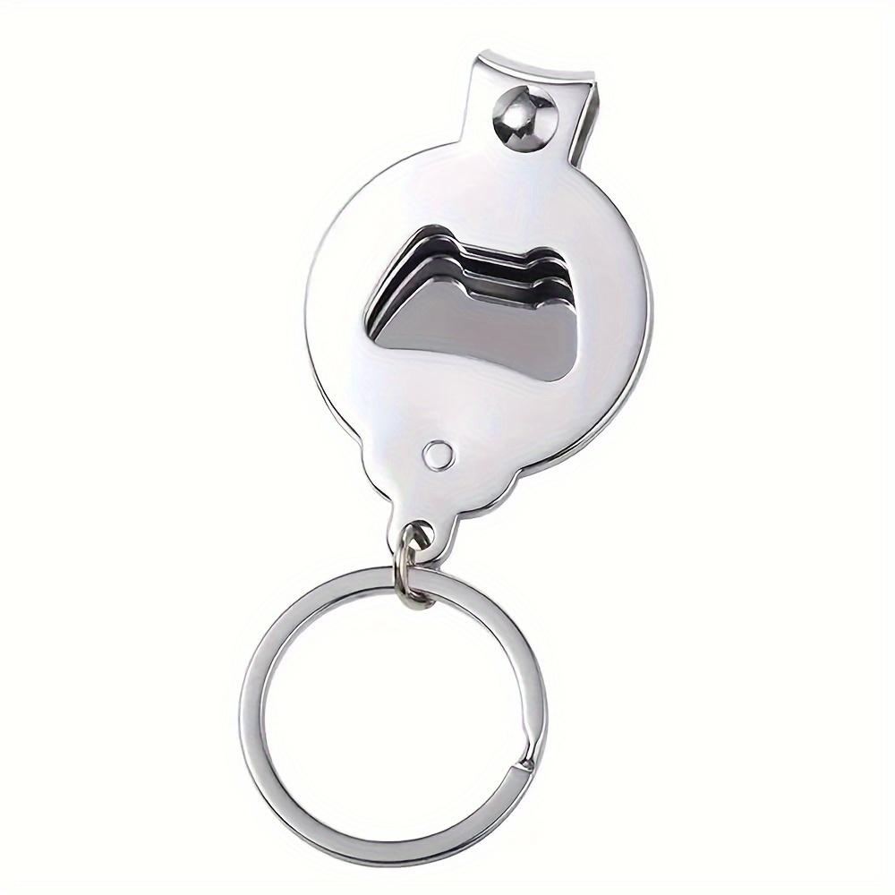 

3-piece 3-in-1 dye sublimation keyring with nail cutter and crown cork remover - sturdy metal, no electricity needed