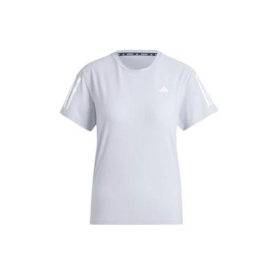 Three Stripe Color Block Running Short Sleeve Drop Shoulder T-Shirt Women Tops Light-Blue IP2041
