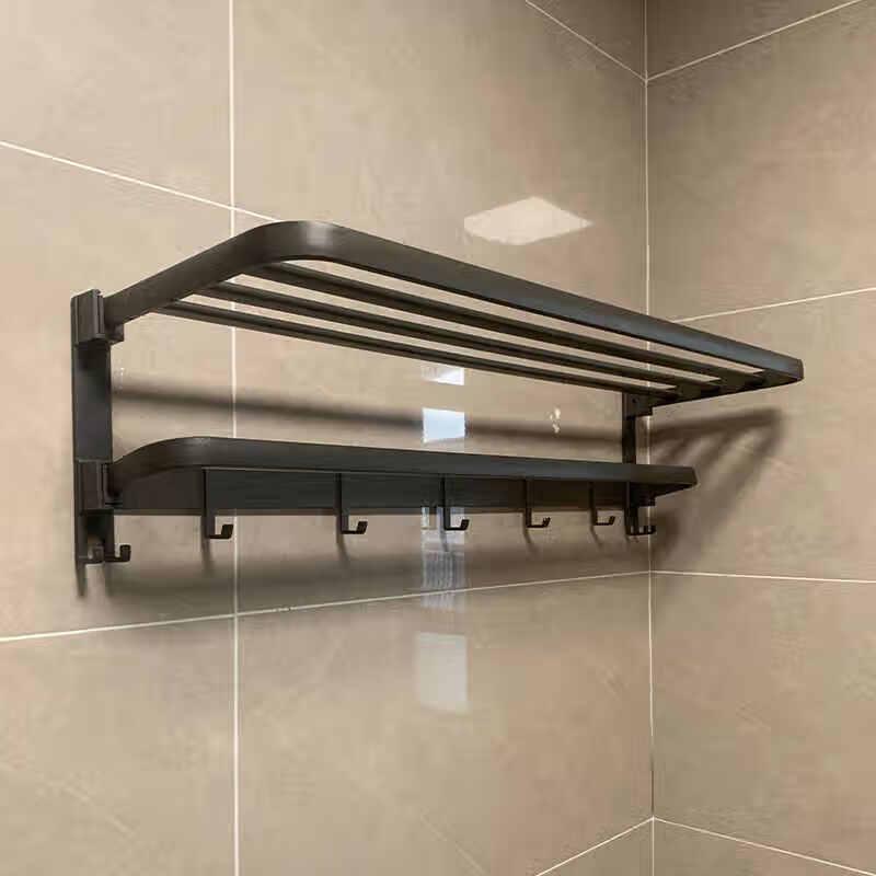 Folding Space Aluminum Adhesive Bath Towel Rack