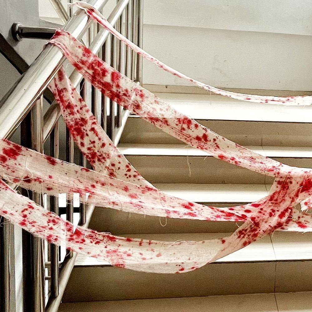 Props Halloween Gauze House Warning Terror Atmosphere Decoration Scary Ragged Cloth  Layout