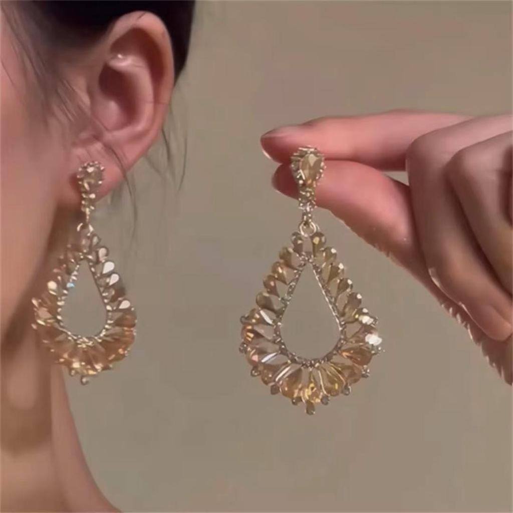 Diamond Inlaid Tassel Earrings - Silver Needle, High-End Court Style