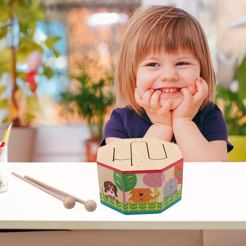 Kids Toys Cartoon Wooden Drum Early Education Musical Toys For Children Drum Musical Instruments