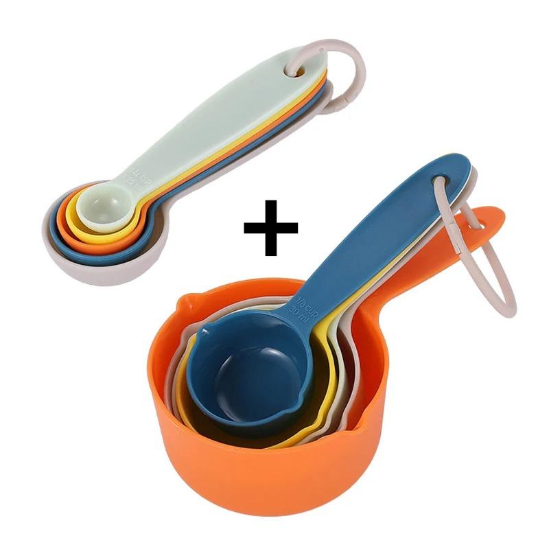 1set Colorful Measuring Cup Measuring Spoon 10-piece Set With Graduated Measuring Spoon Baking Powder Spoon Set