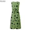 ZANZEA Women Casual Round Neck Sleeveless Loose Polka Dot Print Dress