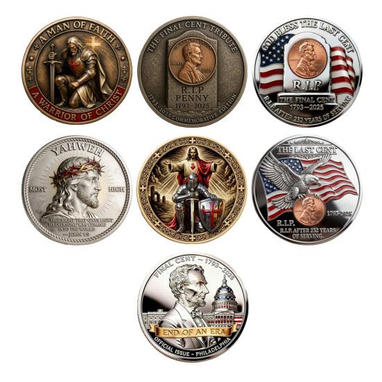 Monedă Comemorativă Finală Cent Necirculată Ultima Monedă de 1 Cent Bătută Monedă Comemorativă Simbolică Ultima Monedă de 1 Cent Suvenir Monedă de Provocare Gravată 3D pentru Colecționari