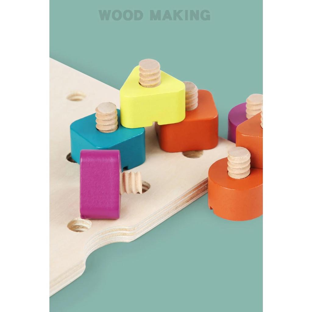 Kids Montessori Screw Driver Board Wooden Toys Basic Skills Learning Color Shape Sorting Matching Game Educational Cognitive Toy