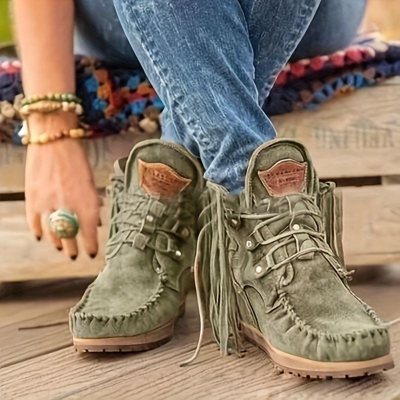 Women's Lace-up Denim Boots for Winter