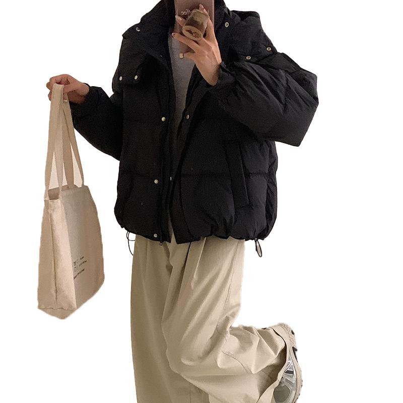 Hooded white duck down jacket women's 2024 winter new fashion sweet loose warm small bread jacket tide