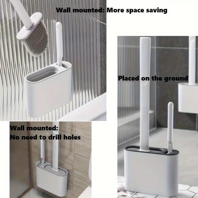 Durable Silicone Toilet Cleaning Brush with Wall-Mounted Storage Box | Flat Head Design for Bathroom,Kitchen Cleaning