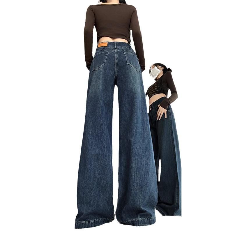 Plus-Size High-Waisted Slimming Straight-Leg Jeans: Floor-Length, Loose Fit, Autumn/Winter 2025 Women's New Style