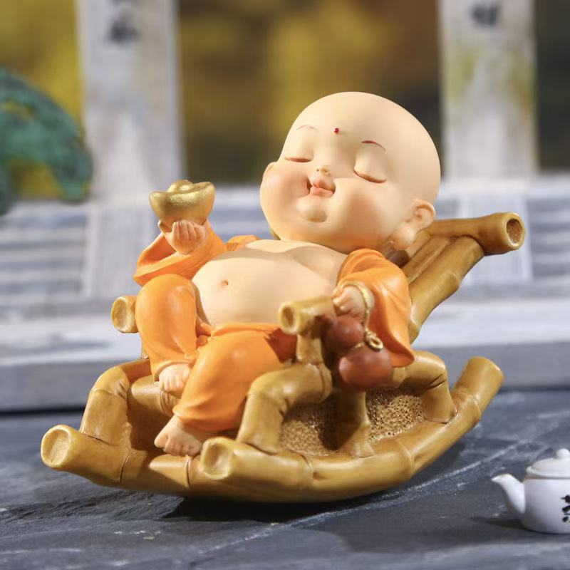 

Кресло для отдыха Маленький Майтрейя Украсьте маленькие статуэтки Смола скульптура Китайский стиль дом, комната, офис, автомобиль, декоративная статуэтка