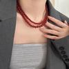 6-12mm Round Glass Red Beads Strand Beaded Necklace Choker for Women Wholesale Silver Plated Chain Chokers Jewelry New Year Gift