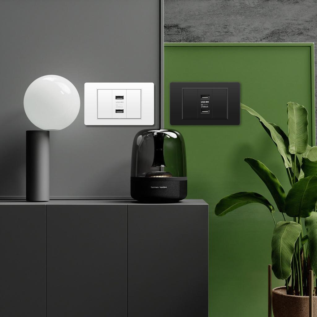 118 Type Brazil Korea Universal Usb Wall socket,White PC Panel Charging port,US Italy Chile Double USB 2.1A 5V Power Plug Outlet