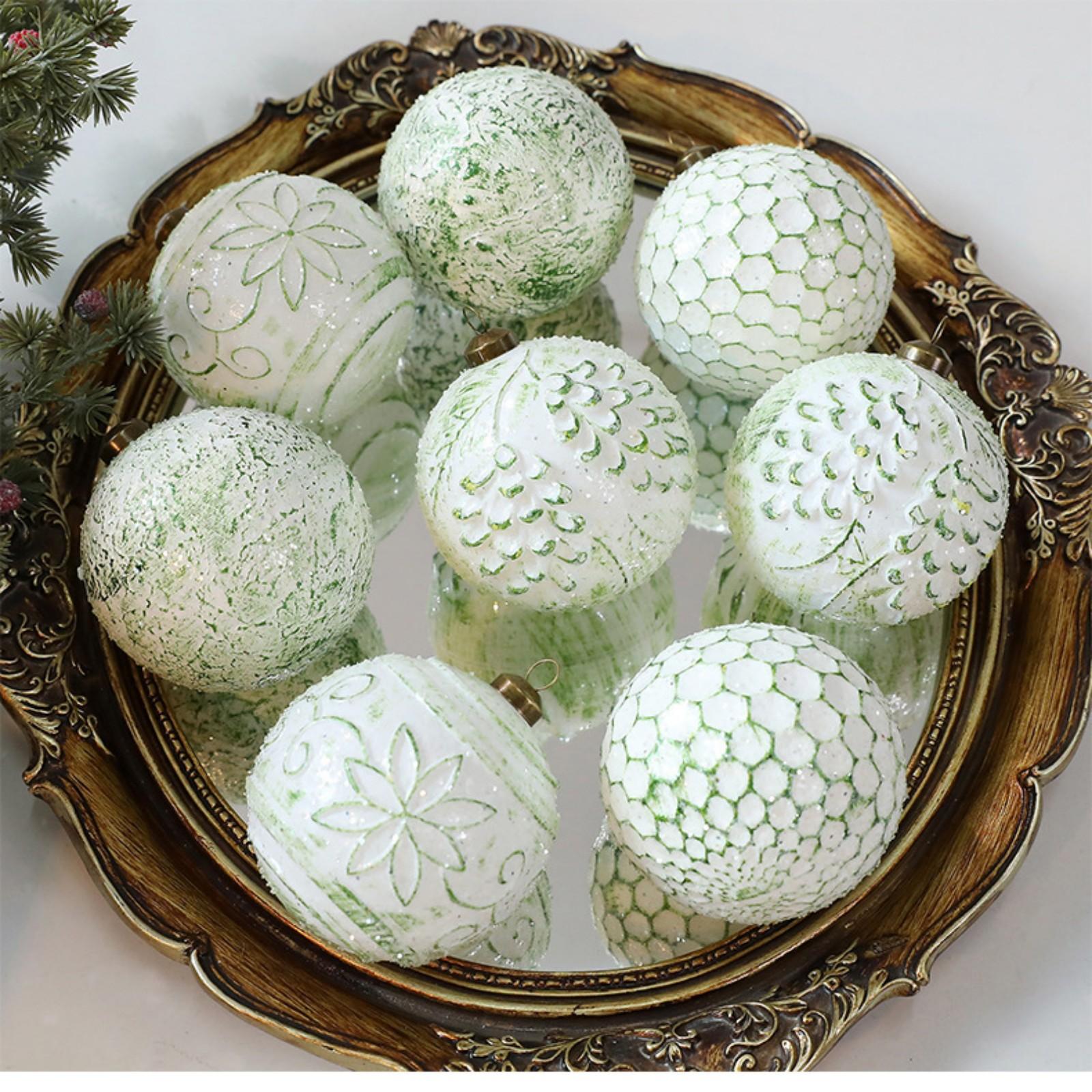 

8СМ Антикварный Набор Рождественских Шаров из 12 штук Подвесные Украшения для Украшения Рождественской Елки и Оформления Сцены One Size зелёный