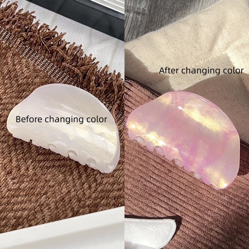 1 Stück Bonbonfarbiger Acryl-Griffclip, mittelgroßer halbkreisförmiger Haiklammer, farbwechselndes kleines frisches Mädchen-Haaraccessoire