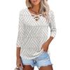 Women's Fashion Loose Cross V-Neck Seven Sleeve T-Shirt Vintage Floral Print Casual Top