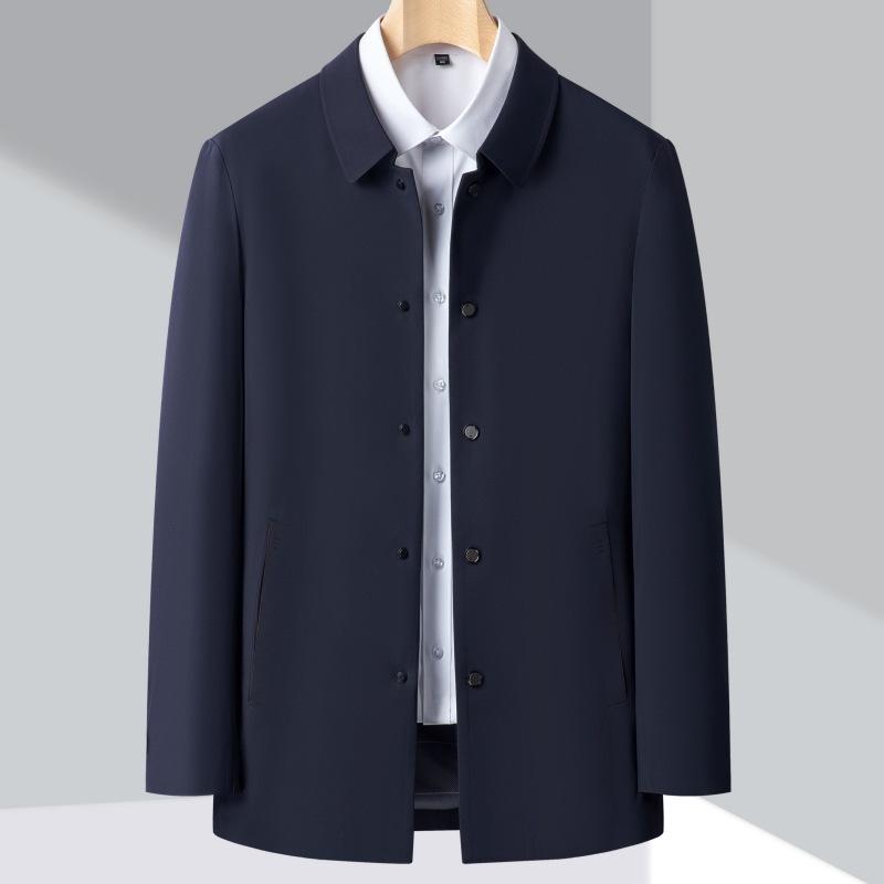 

Мужская куртка из высококачественного шелка тутового дерева, весенне-осенняя, для среднего возраста, с лацканами, удобная, деловая, свободного кроя, для пожилых, повседневная, папина, топ 195