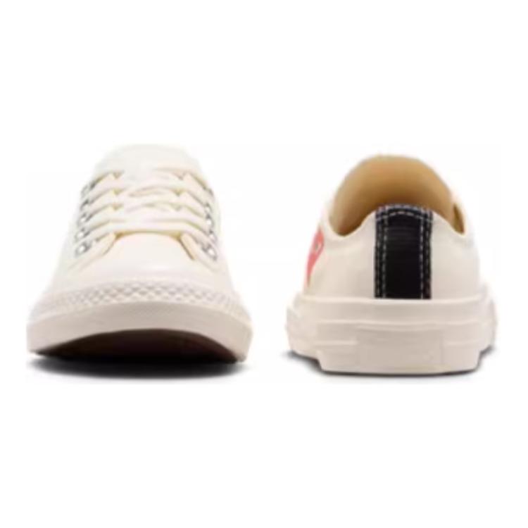 Converse Comme des Garçons PLAY x Chuck 70 Low PS Single Heart - Milk Kids Sneakers Cream Red Black A08807C