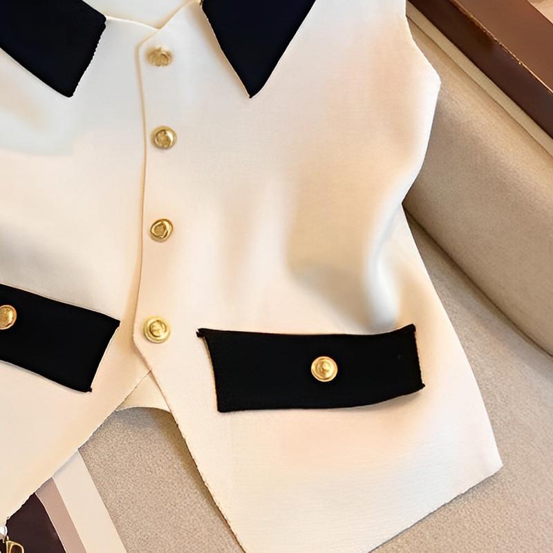 Women Elegant V-Neck Lapel Vest Summer Casual All-Match Chic Tanks Sleeveless Tops
