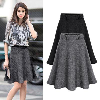 New Plus Size A-Line Wool Skirt for Autumn/Winter - 60cm Length, Hip-Wrapped Fit, Suitable for Women Up To 200 Pounds