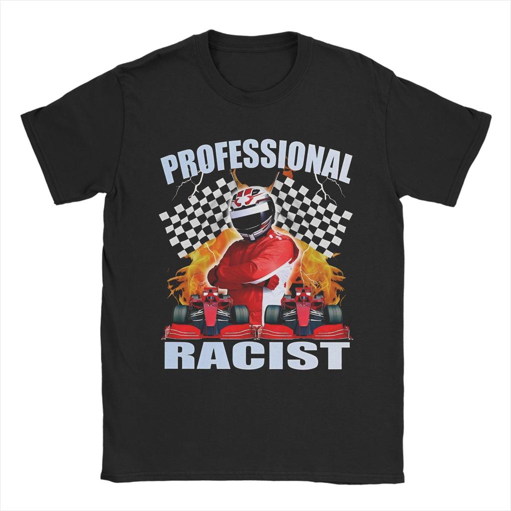 Vintage Professional Certified Racist Racing Meme T-Shirt Men Round Neck Short Sleeve Tops  Cotton Summer Top Tee
