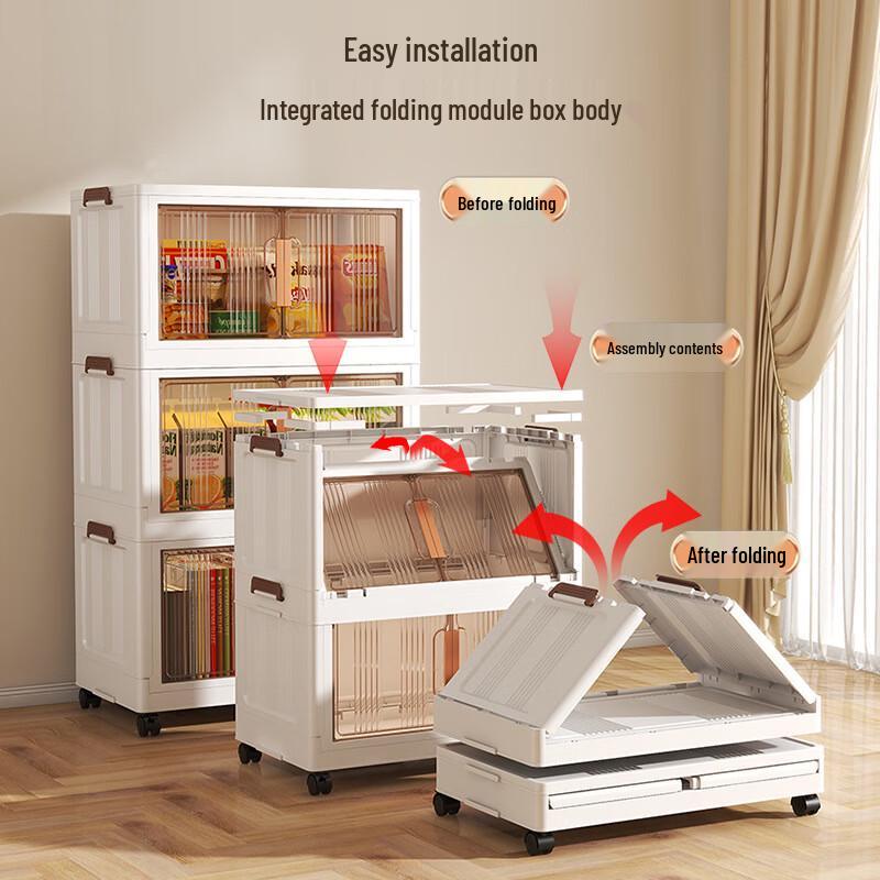 Miling 4-Tier Plastic Flip-Top Storage Cabinet with Casters