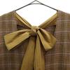 Mila Owen Linen Blend Check Pattern No Sleeve One Piece Brown Back Ribbon Women Used