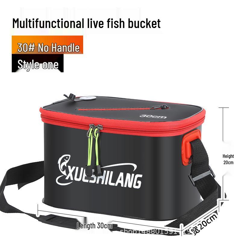 EVA Folding Fish Bucket with Oxygen for Live Fish Protection 12L