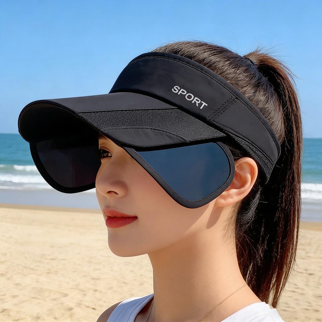 Women's Hats with A Pull-out Brim, Summer Sun Visor, A Retractable Brim for Face Protection, A Korean-style Large-brim Cycling