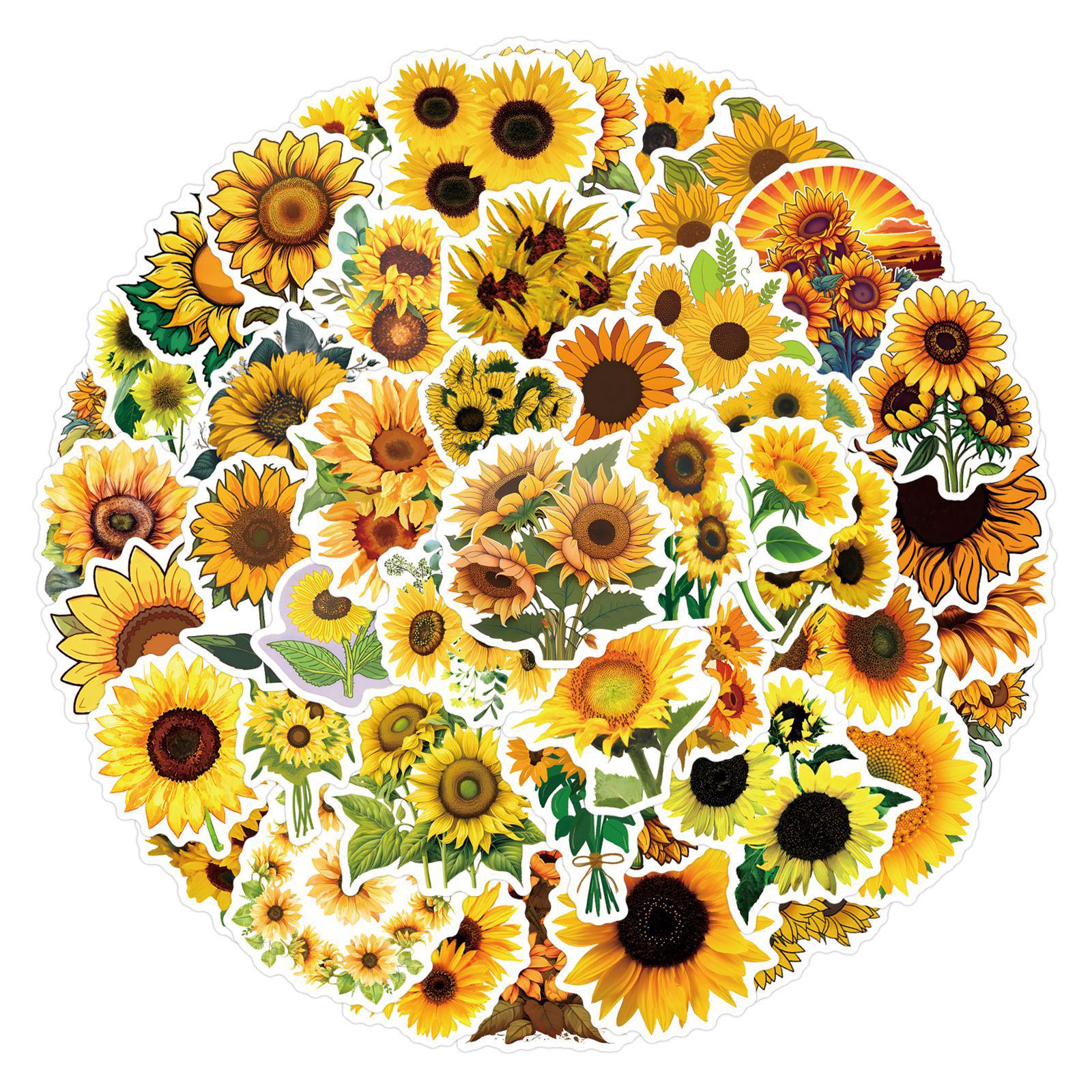 

55 Sunflower Cartoon Graffiti Stickers: DIY Decoration for Water Bottles & Phone Cases - Waterproof, Fresh Design.