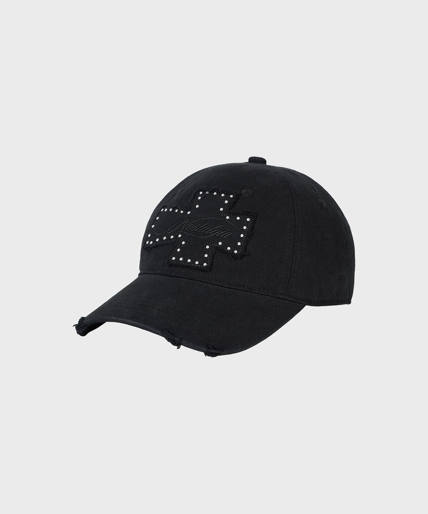 Alkialka Distressed Patch Ball Cap (Black)