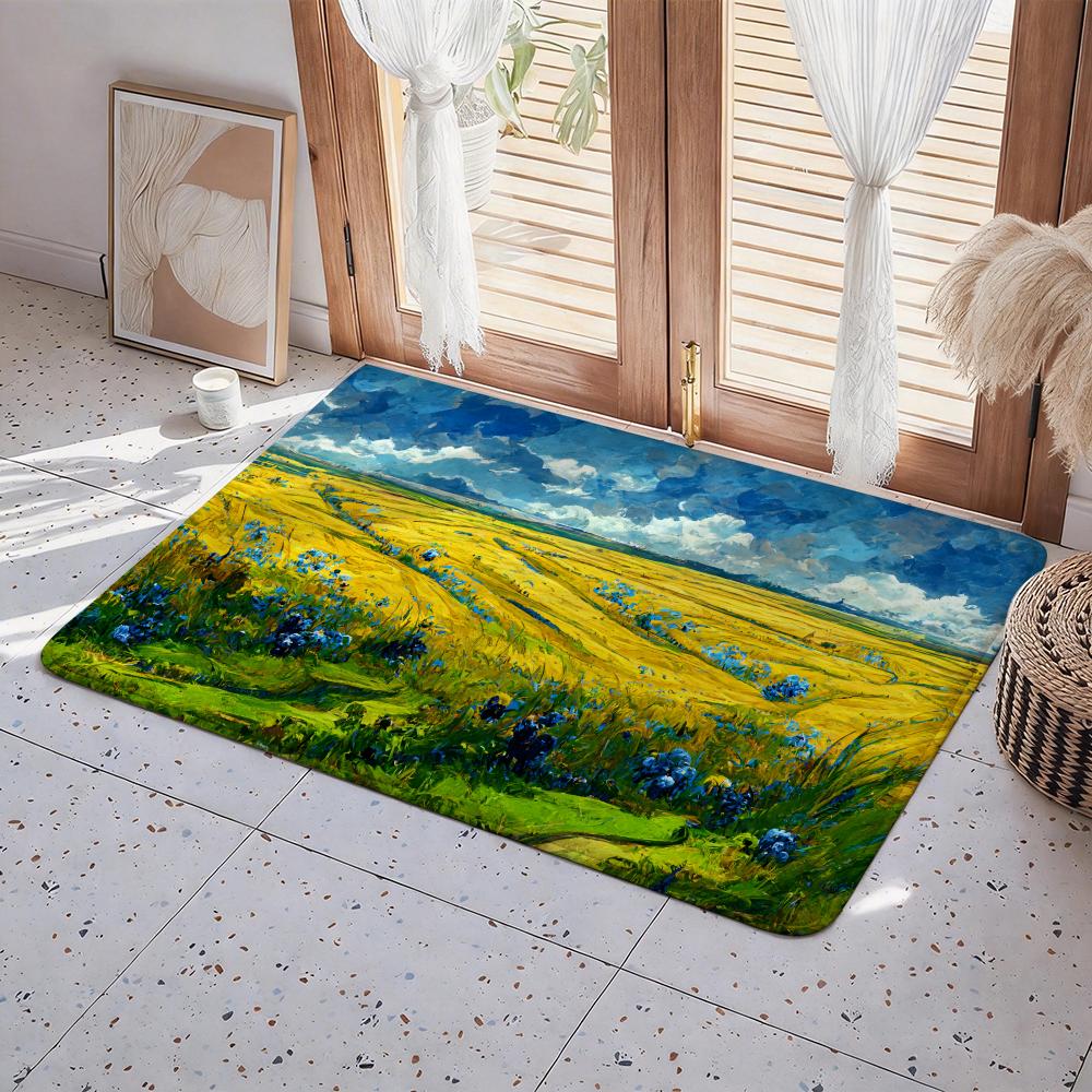Pretty Famous V Van Gogh Art Floor Mat Eco  Flannel Doormat Non Slip Odorless Indoor Floor Rug Soft Short Plush Home Mat