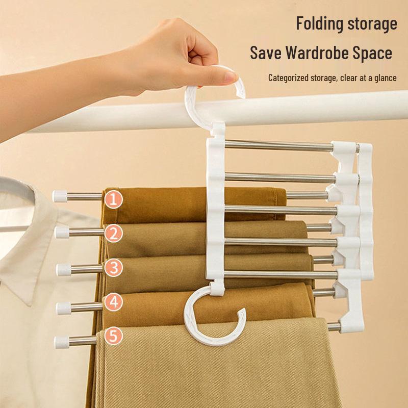 Multifunctional Folding Pants Rack: No-Mark, Non-Slip, Space-Saving Hanger for Wardrobe Organization.