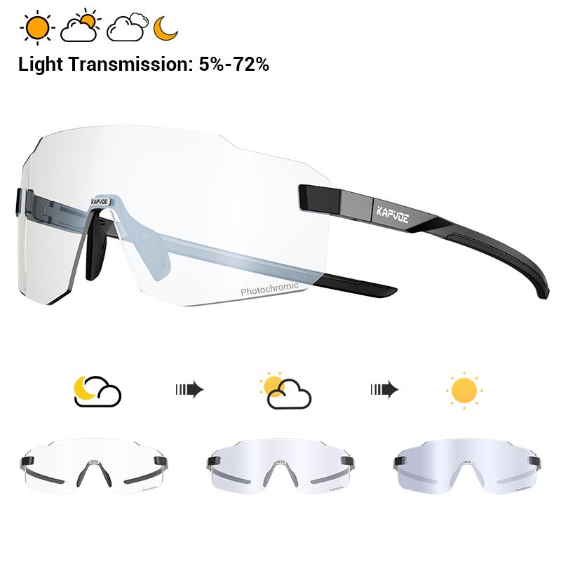 KAPVOE Photochromic Cycling Glasses Outdoor Bicycle Sunglasses Sports Eyewear Men MTB Cycling Sunglasses Women Road Bike Glasses