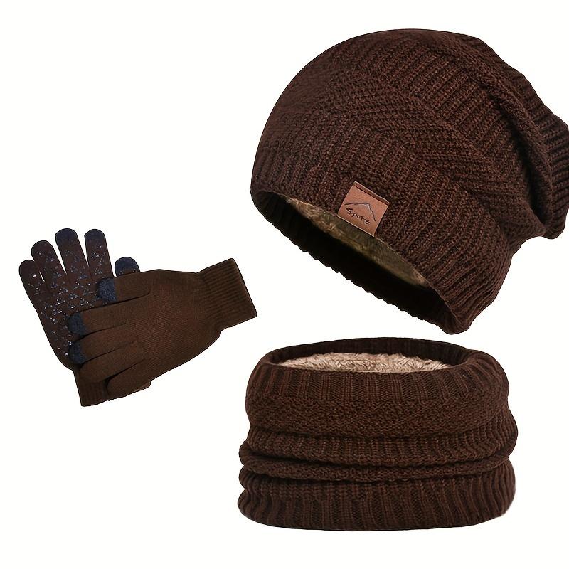 2025 9606 Winter Fleece-Lined Warm Hat and Scarf Set with Ear Protection Knitted Beanie for Men, European Style Cross-border Knit Cap