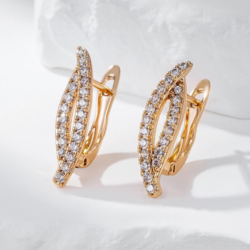 New  Rose Gold Color Earrings For Women Girl Fashion Geometric Natural Zircon Accessories High Quality Daily Jewelry