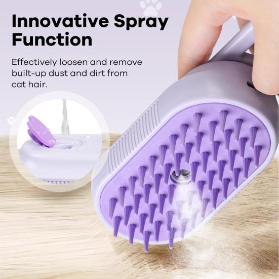 Cat Steam Brush for Shedding Pet Spa Brush Self-Cleaning Pet Grooming Comb Foldable Massage Brush for Cats Dogs