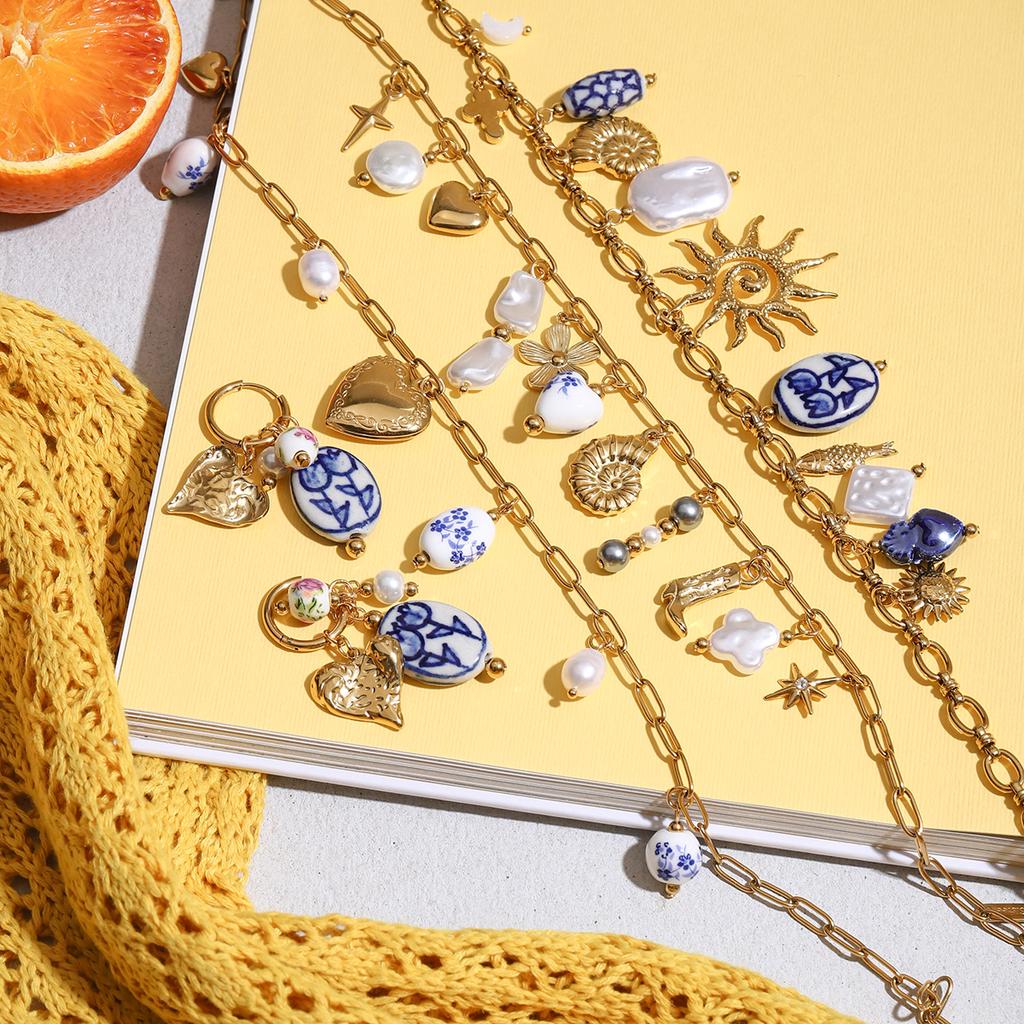 Yori Trendy Stainless Steel Charm Pendant Necklace Earrings Summer 18K Golden PVD Trendy Charm Set Jewelry Wholesale