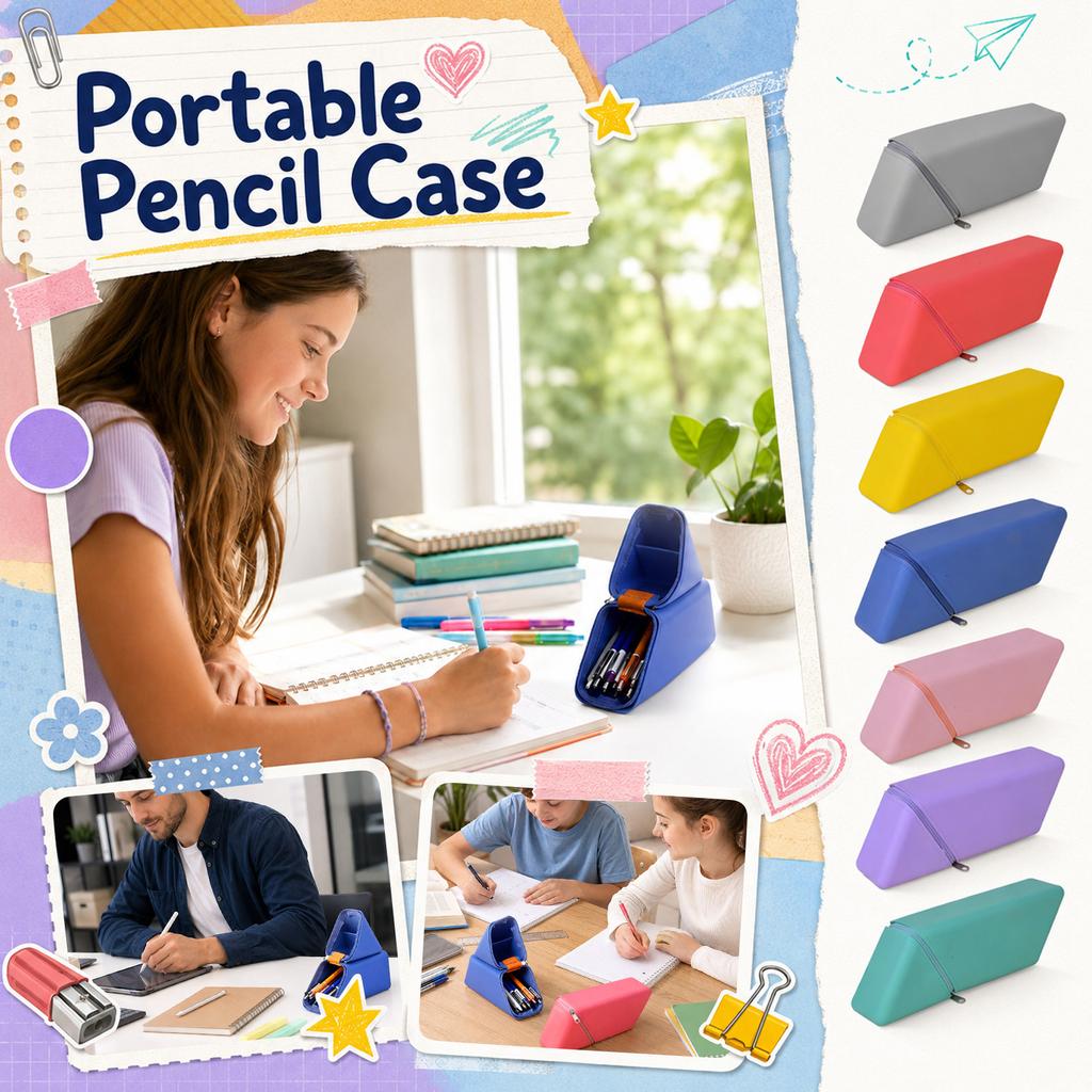 Silicone Desktop Dual-Use Student Pencil Case with Zipper Closure Durable and Flexible Material for School Office and Home Organization