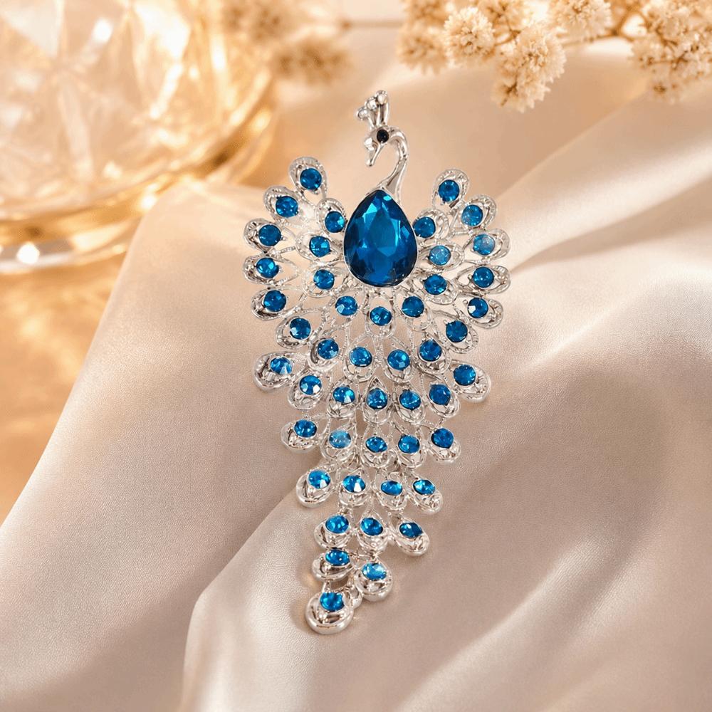 Exquisite Phoenix Brooch Clip Crystal Peacock Badge Pin Vintage Chest Flower Pin Office