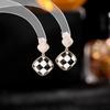 Korean Fashion Geometric Earrings Design Statement Black White Lattice Dangle Earrings Women Luxury Jewelry With CZ Stone
