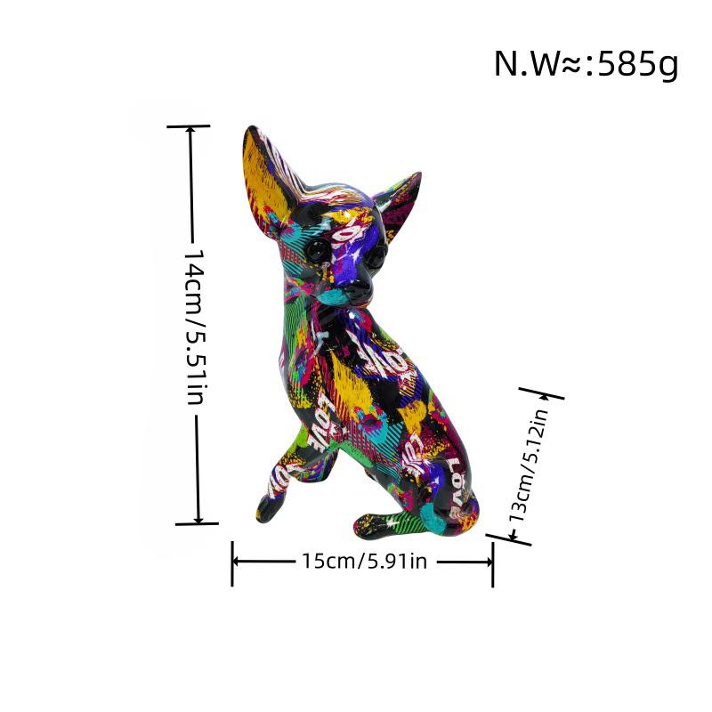 Fargerik Chihuahua Hjemmedekorasjon Stue Inngang Valpepynt Skrivebord Kontor High-end Resin Håndverk