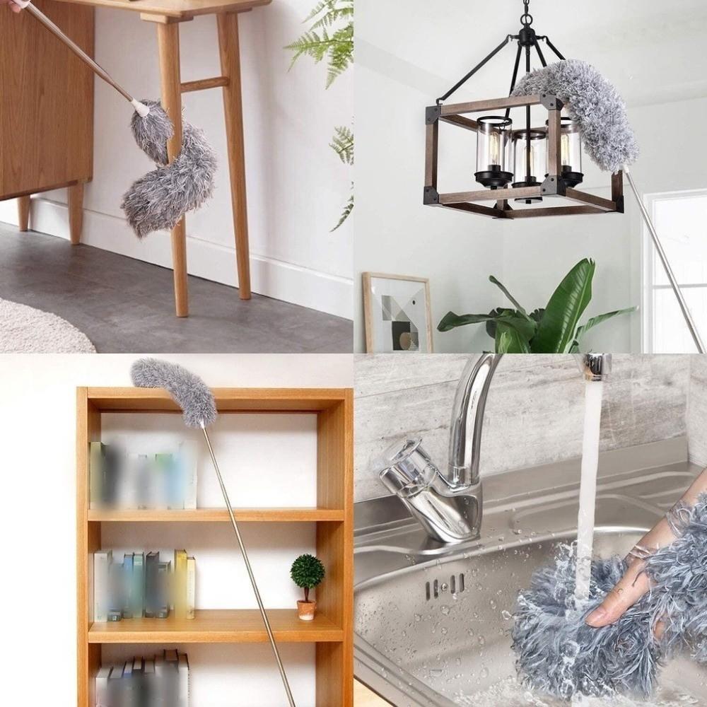 Adjustable Length Dust Brush Long Handle Room Cleaning Duster Durable Microfiber Duster Wand Home