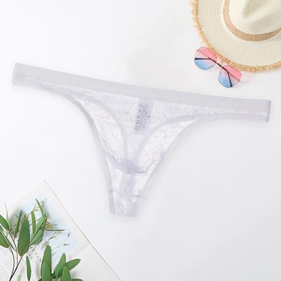 Men Underpants Lace Trim Breathable Mesh Quick Dry Low Waist Close-fitting Seamless Moisture