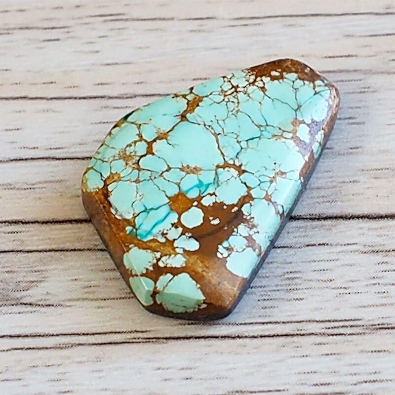 Used Number8 Turquoise 17ct  Number 8 Turquoise American Turquoise Engraved Silver Indian Jewelry Loose Collection #502