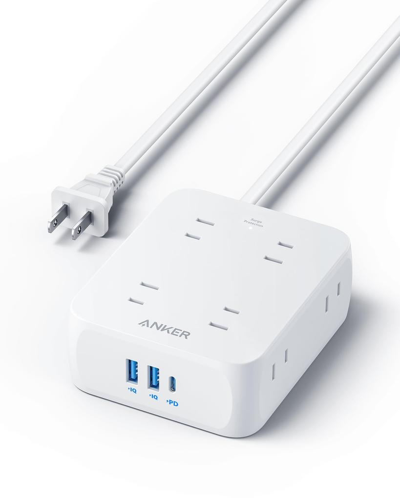 Anker USB Power Strip power AC prodloužení s PSE technickou s USB Power (11 v 1) (USB kohoutek, kohoutek, zásuvka, port USB-C, port USB-A, kabel, 1,5m)