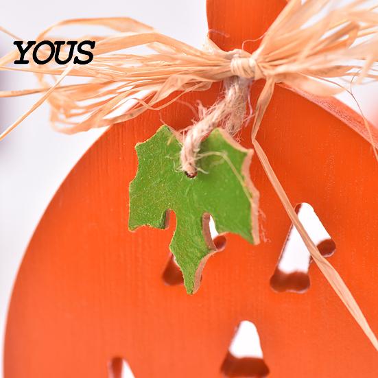 Durable Painted Wood Decor Halloween Indoor Wooden Pumpkin Table Sign, Spooky Tabletop Block Small Fall Signs Tiered Tray Centerpiece for Office Home