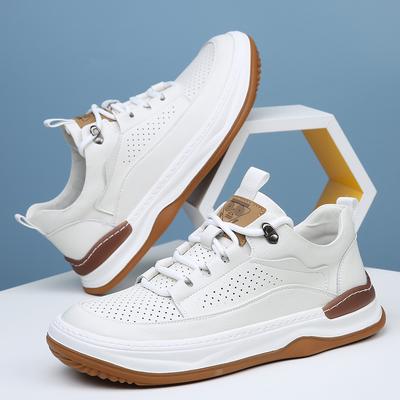 Men's Shoes 2025 Spring New Leather Breathable Sports Casual Hole Shoes Trendy Versatile Men's Hollow Leather Shoes Men