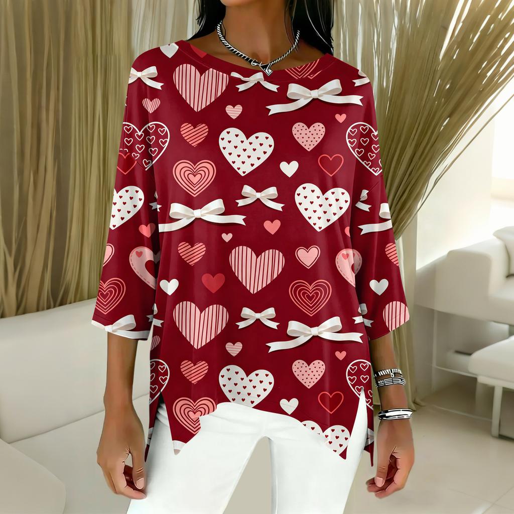 Damen 3/4-Ärmel Shirts Grafik-T-Shirts Shirts Lässige Basic-Tops Pullover